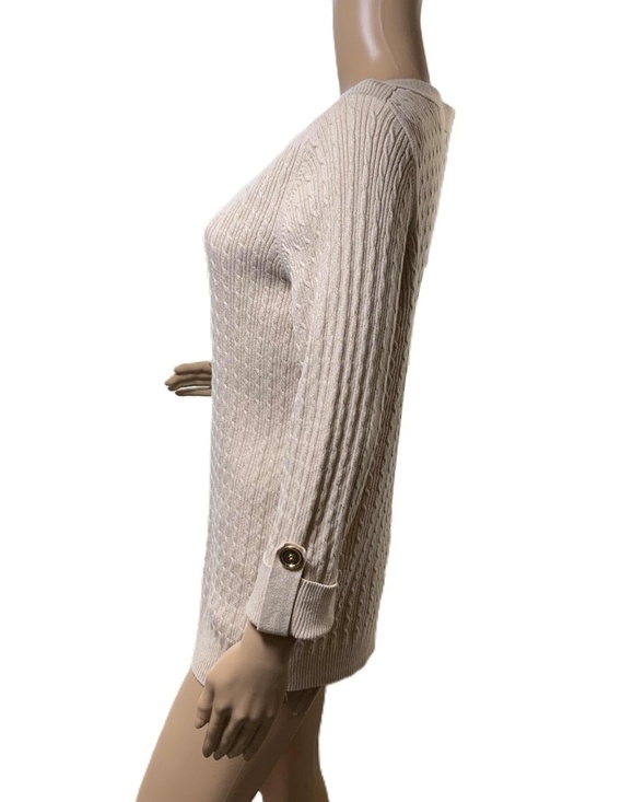 Karen Scott Beige Long Sleeve Cable Knit Sweater Sz XL Beige Aesthetic Normcore - Picture 13 of 13